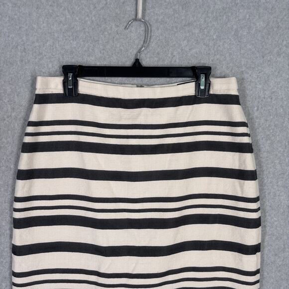 J Crew Skirt 10 Black Cream Pencil Textured Academia Secretary Neutrals Preppy - Picture 2 of 14